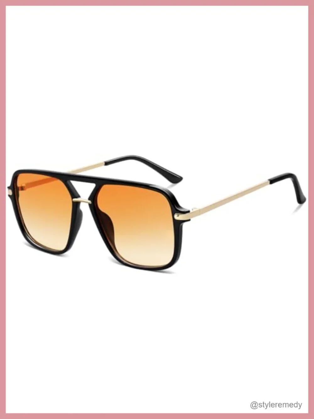 Retro Square Tinted Lens Aviator Sunglasses Tangle Free No Nose Piece